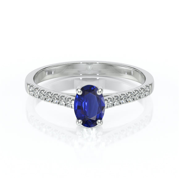 Solitaire accompagné saphir et diamant Divine Idylle - 4