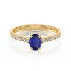 Solitaire accompagné saphir et diamant Divine Idylle - 4