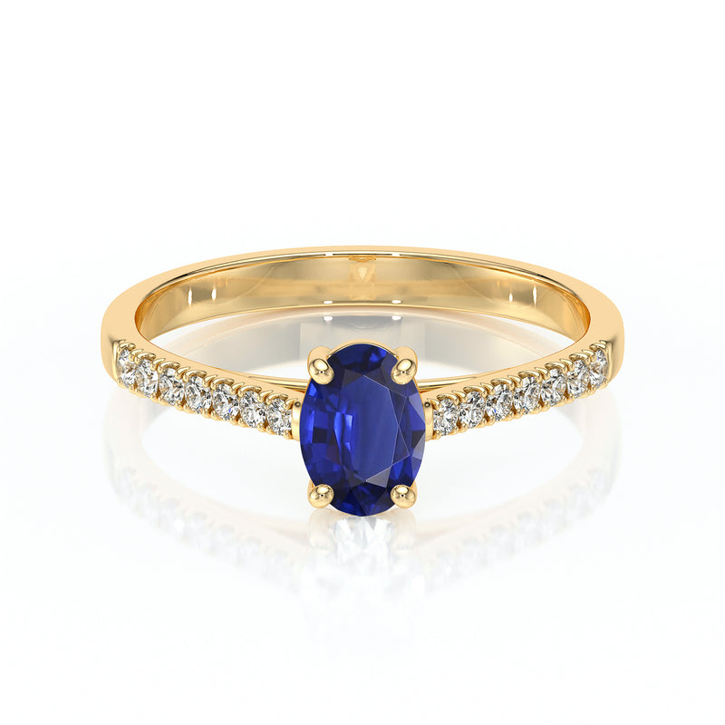 Solitaire accompagné saphir et diamant Divine Idylle - 4