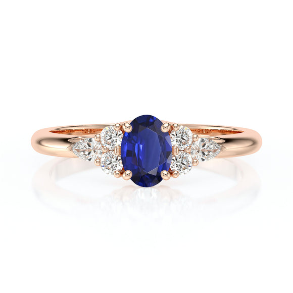 Solitaire accompagné saphir diamant Divine Idylle - 5