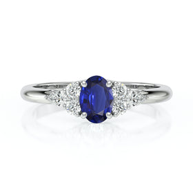 Solitaire accompagné saphir diamant Divine Idylle - 5