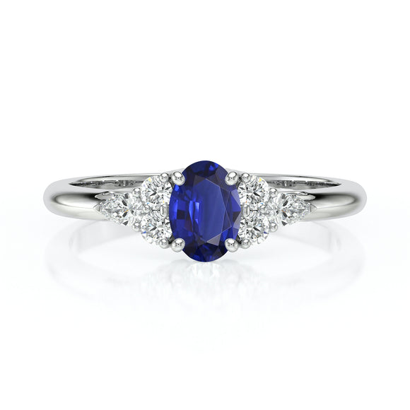 Solitaire accompagné saphir diamant Divine Idylle - 5