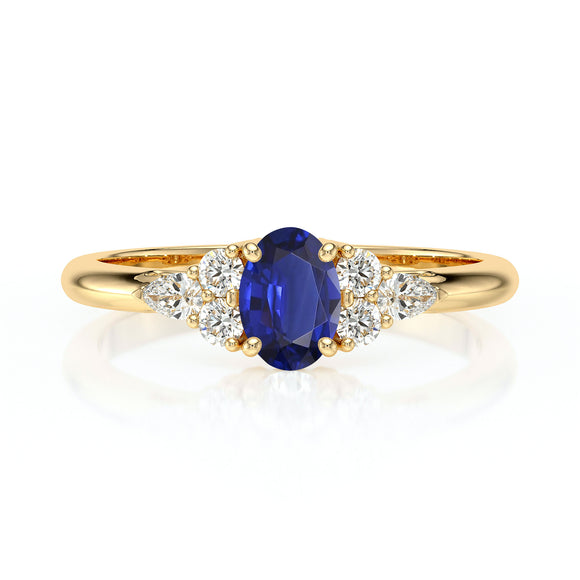 Solitaire accompagné saphir diamant Divine Idylle - 5