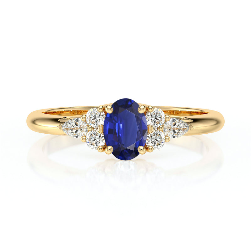 Solitaire accompagné saphir diamant Divine Idylle - 5