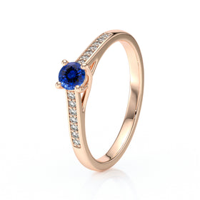 Solitaire accompagné saphir et diamant Pluie d’étoiles - 4