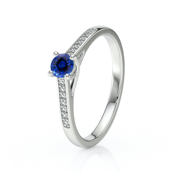 Solitaire accompagné saphir et diamant Pluie d’étoiles - 4