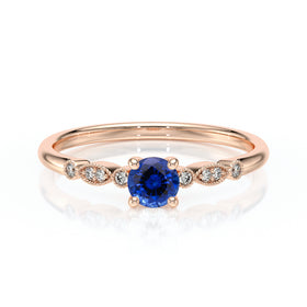 Solitaire accompagné saphir et diamant Pluie d’étoiles - 9