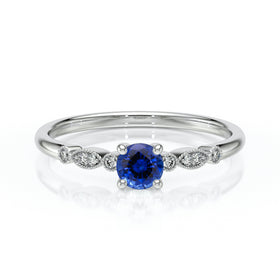 Solitaire accompagné saphir et diamant Pluie d’étoiles - 9