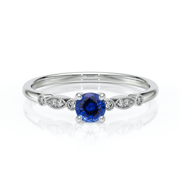 Solitaire accompagné saphir et diamant Pluie d’étoiles - 9