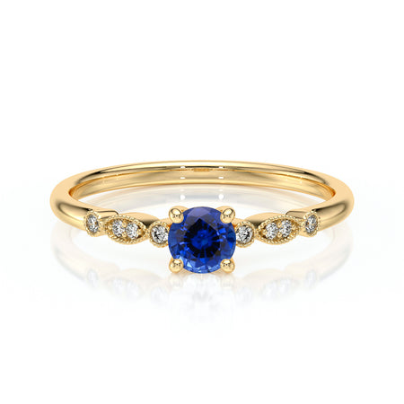 Solitaire accompagné saphir et diamant Pluie d’étoiles - 9