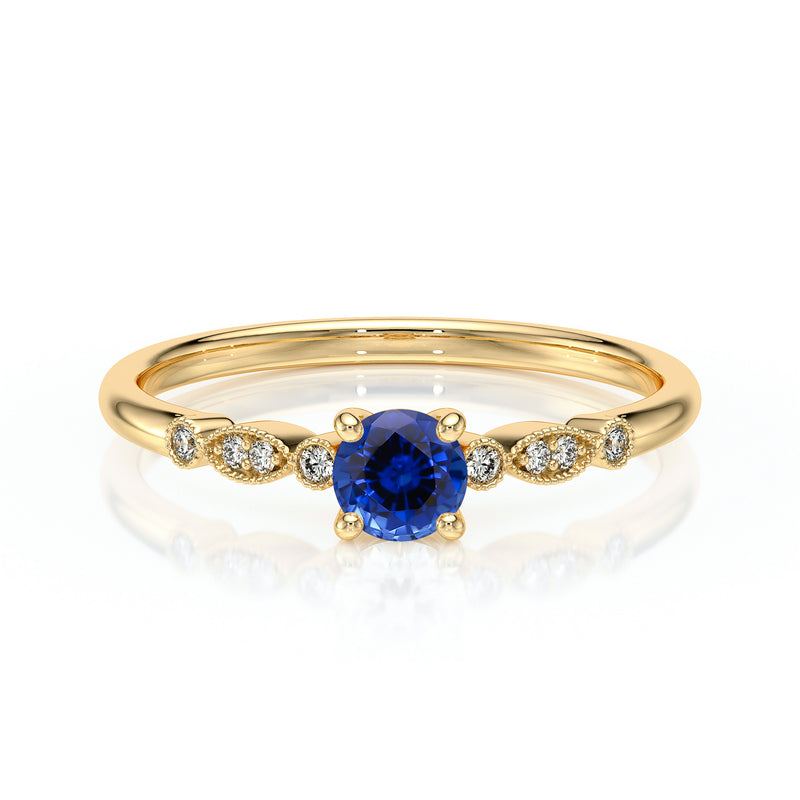 Solitaire accompagné saphir et diamant Pluie d’étoiles - 9