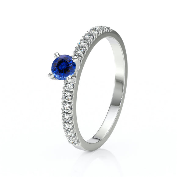 Solitaire accompagné saphir et diamant Divine Idylle - 1