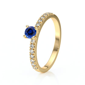 Solitaire accompagné saphir et diamant Divine Idylle - 1