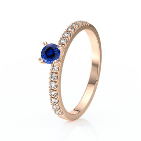 Solitaire accompagné saphir et diamant Divine Idylle - 1