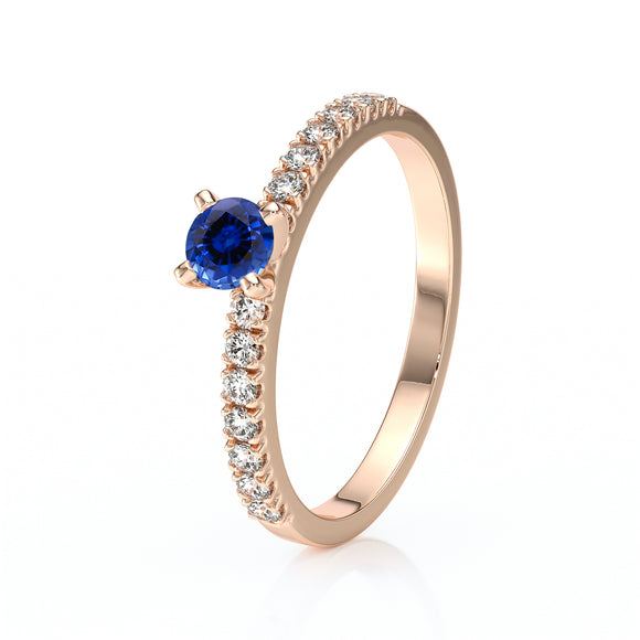Solitaire accompagné saphir et diamant Divine Idylle - 1