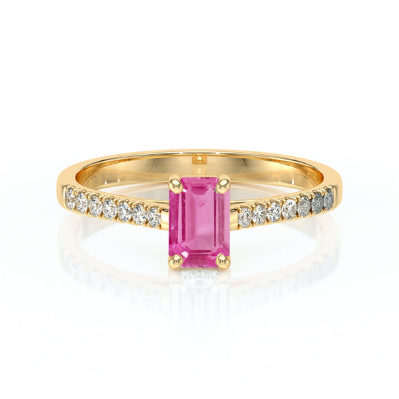 Solitaire accompagné saphir rose et diamant Divine Idylle - 3