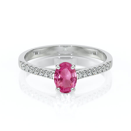 Solitaire accompagné saphir rose et diamant Divine Idylle - 4