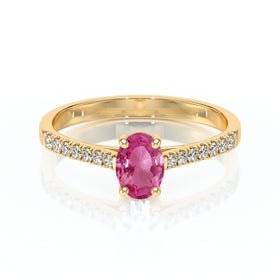 Solitaire accompagné saphir rose et diamant Divine Idylle - 4