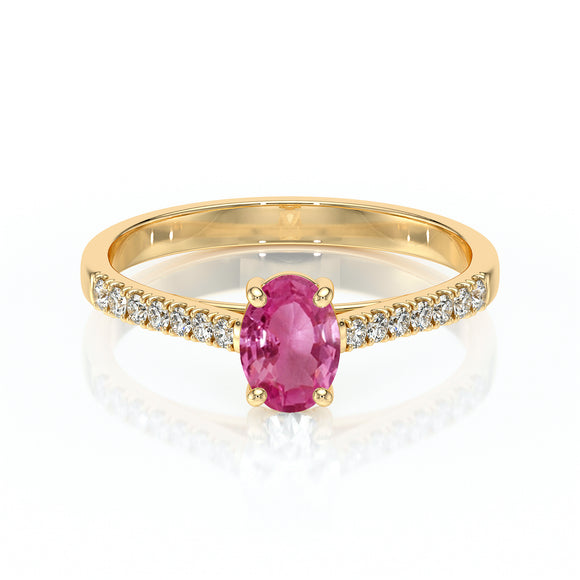 Solitaire accompagné saphir rose et diamant Divine Idylle - 4