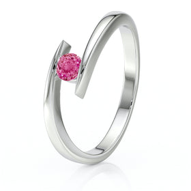 Solitaire saphir rose Etincelle d’Amour - 1