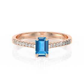 Solitaire accompagné topaze et diamant Divine Idylle - 3