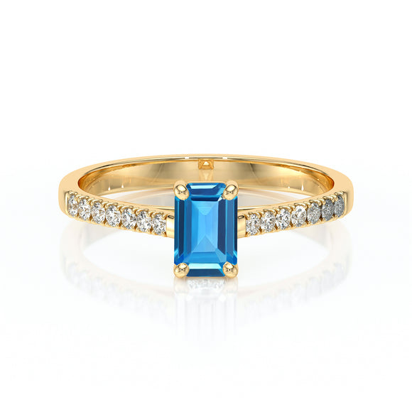 Solitaire accompagné topaze et diamant Divine Idylle - 3