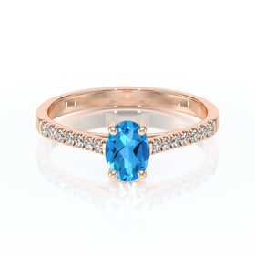 Solitaire accompagné topaze et diamant Divine Idylle - 4