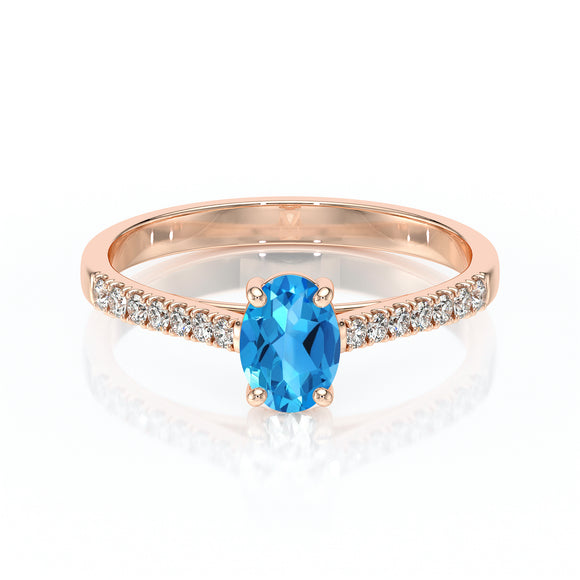 Solitaire accompagné topaze et diamant Divine Idylle - 4