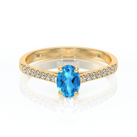 Solitaire accompagné topaze et diamant Divine Idylle - 4