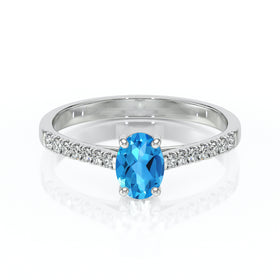 Solitaire accompagné topaze et diamant Divine Idylle - 4