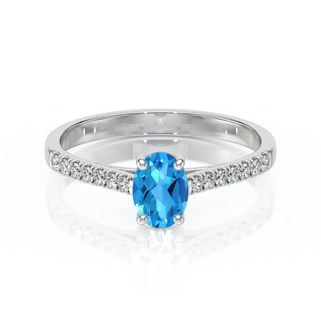 Solitaire accompagné topaze et diamant Divine Idylle - 4