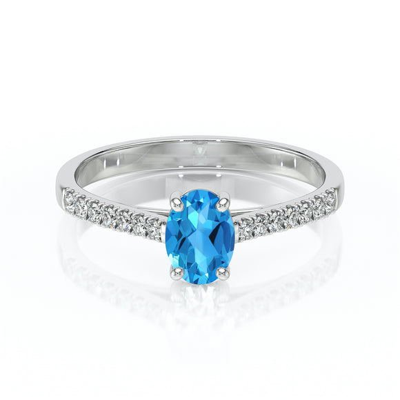 Solitaire accompagné topaze et diamant Divine Idylle - 4