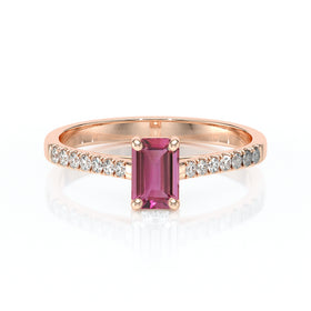 Solitaire accompagné tourmaline et diamant Divine Idylle - 3