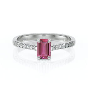 Solitaire accompagné tourmaline et diamant Divine Idylle - 3