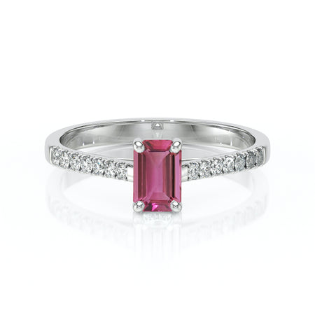 Solitaire accompagné tourmaline et diamant Divine Idylle - 3