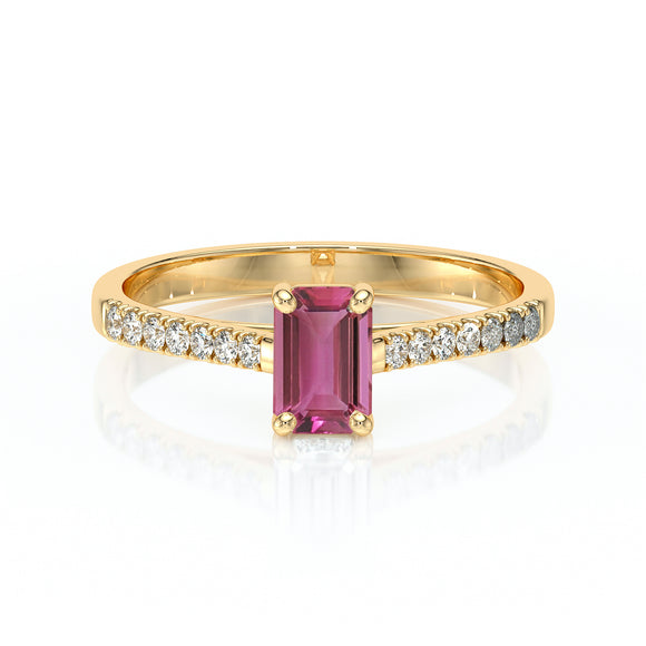 Solitaire accompagné tourmaline et diamant Divine Idylle - 3