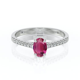 Solitaire accompagné tourmaline et diamant Divine Idylle - 4
