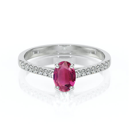 Solitaire accompagné tourmaline et diamant Divine Idylle - 4