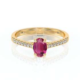 Solitaire accompagné tourmaline et diamant Divine Idylle - 4
