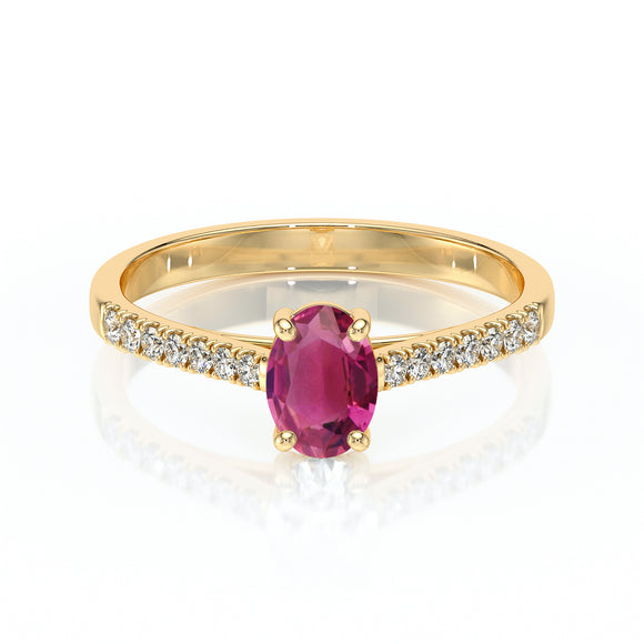 Solitaire accompagné tourmaline et diamant Divine Idylle - 4