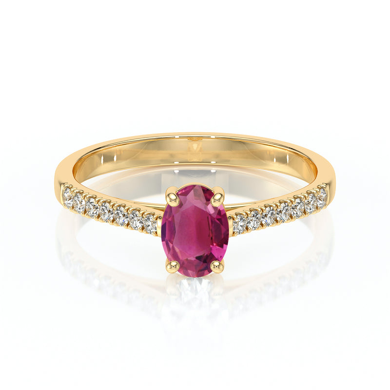 Solitaire accompagné tourmaline et diamant Divine Idylle - 4