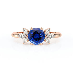 Solitaire accompagné saphir diamant Divine Idylle - 19