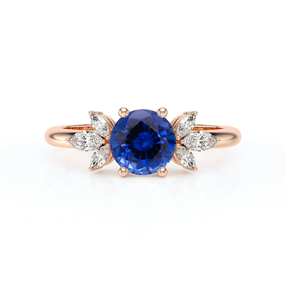 Solitaire accompagné saphir diamant Divine Idylle - 19