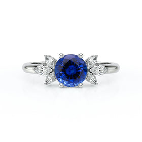 Solitaire accompagné saphir diamant Divine Idylle - 19
