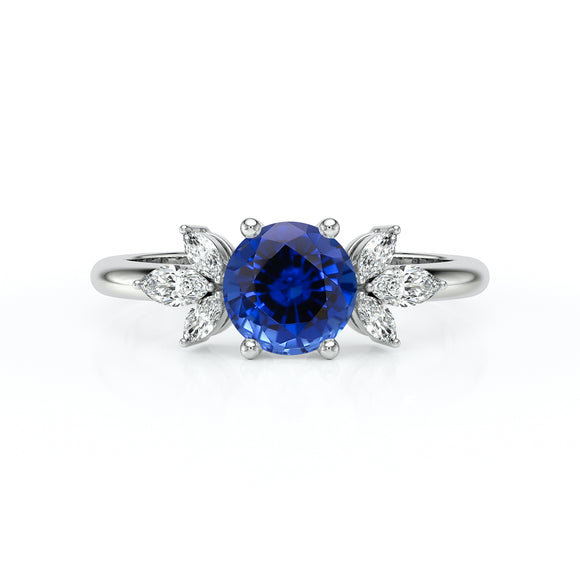 Solitaire accompagné saphir diamant Divine Idylle - 19