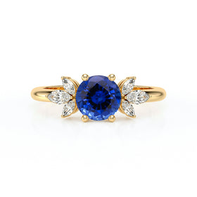 Solitaire accompagné saphir diamant Divine Idylle - 19