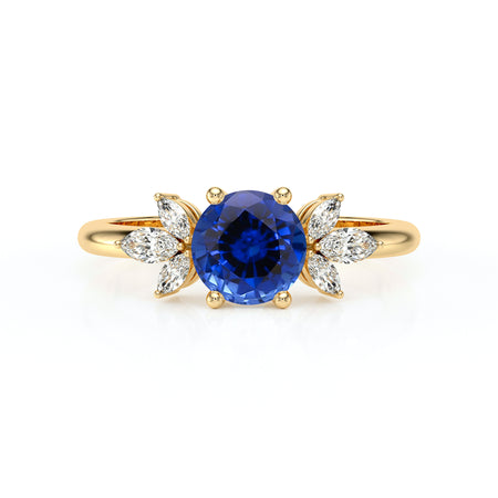 Solitaire accompagné saphir diamant Divine Idylle - 19