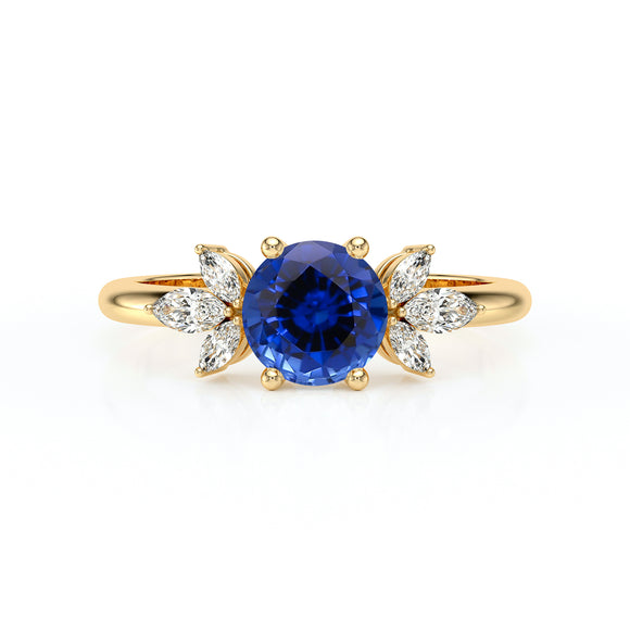 Solitaire accompagné saphir diamant Divine Idylle - 19