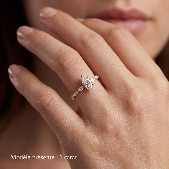 Solitaire accompagné saphir rose diamant Solstice - 1