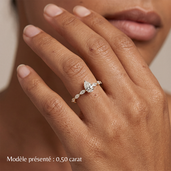 Solitaire accompagné saphir vert diamant Solstice - 3